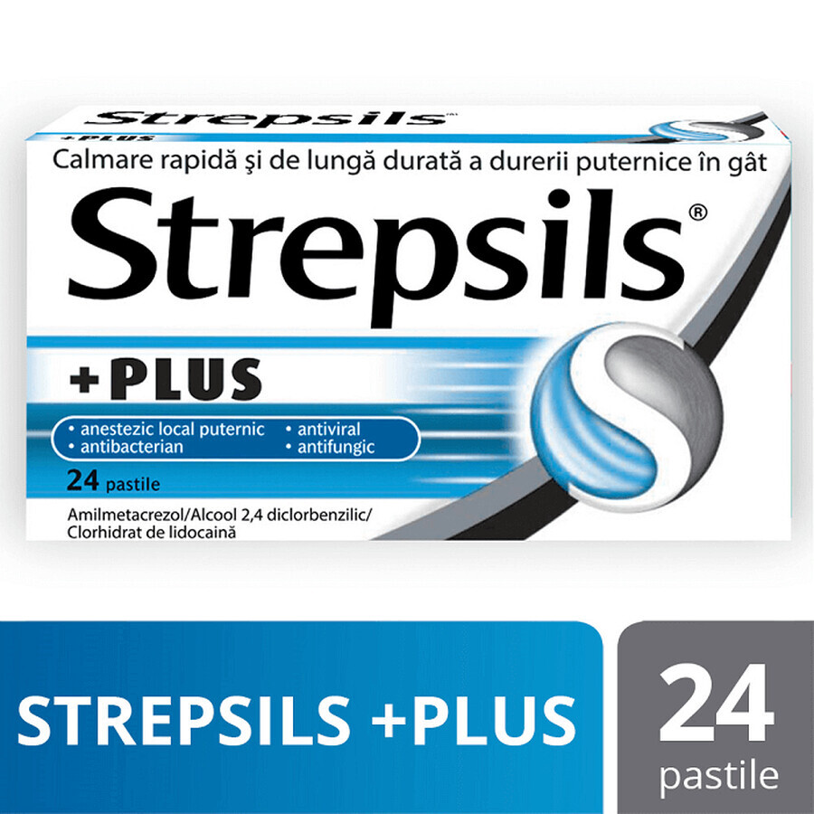 Strepsils Plus, 24 tablets, Reckitt Benckiser Healthcare