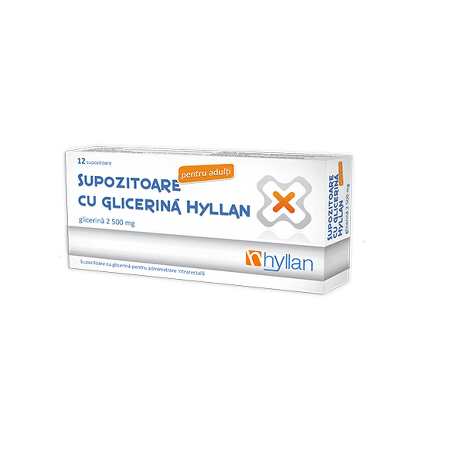 Supositorios de glicerina 2500 mg para adultos, 12 unidades, Hyllan