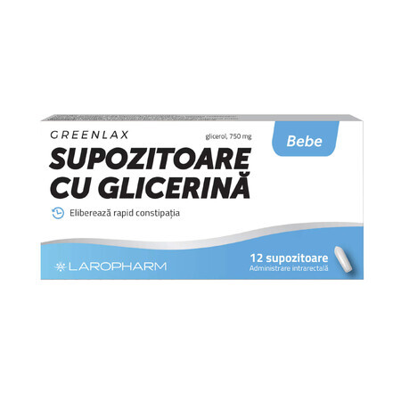 Supposte di glicerina per neonati Greenlax, 12 pezzi, Laropharm