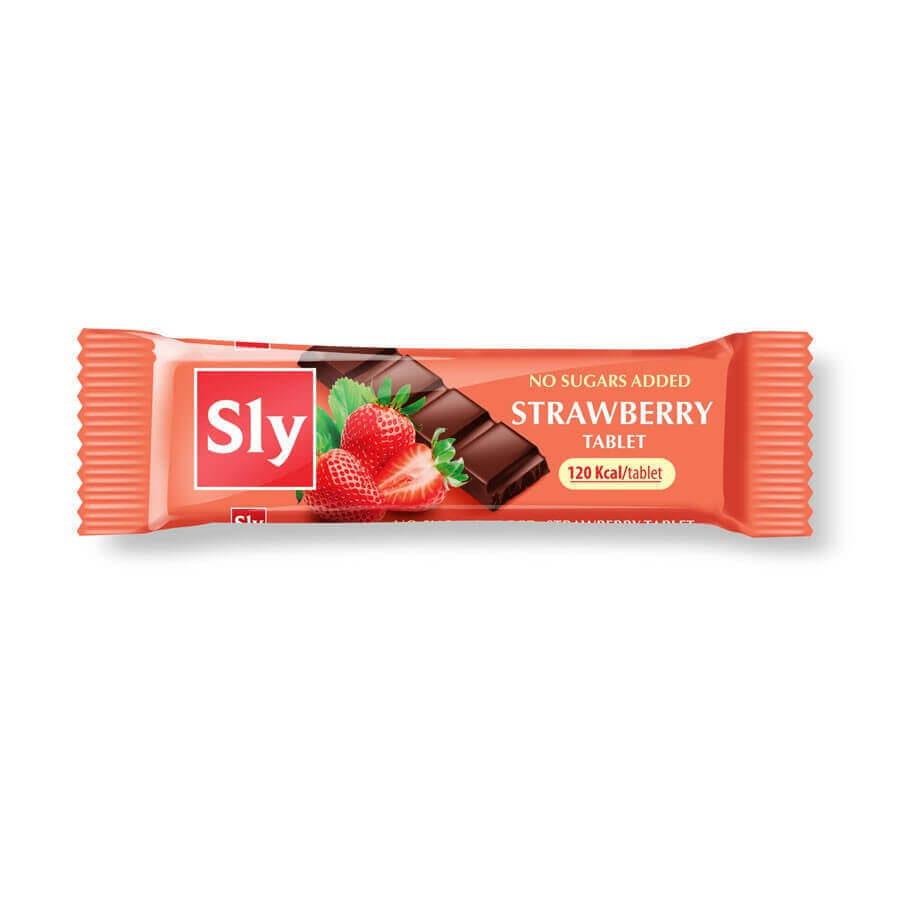 Tavoletta di cioccolato con fragole, 25g, Sly Nutritia