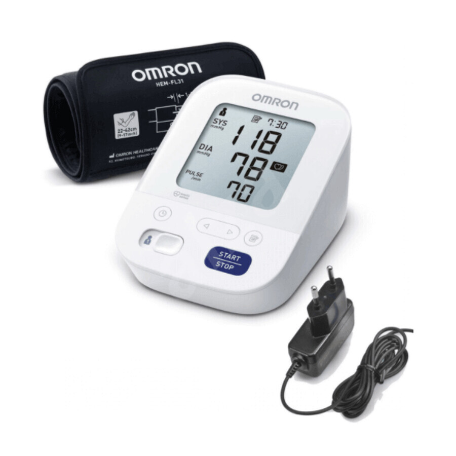 Sfigmomanometro Omron M3 Comfort + Adattatore di rete, Omron