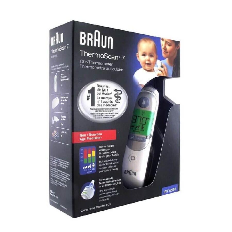 Termometro auricolare per bambini ThermoScan 7 con Age Precision IRT6520, braun