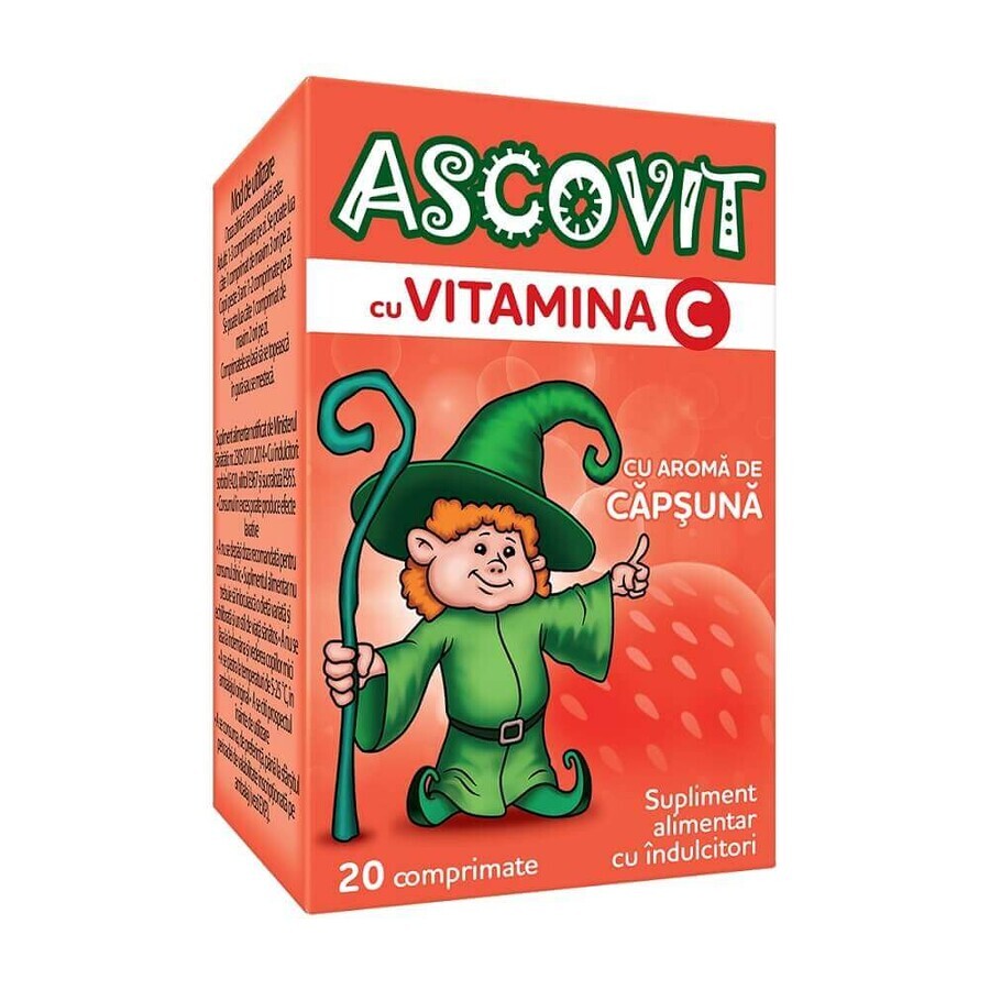 Ascovit with Vitamin C strawberry flavour, 20 tablets, Omega Pharm