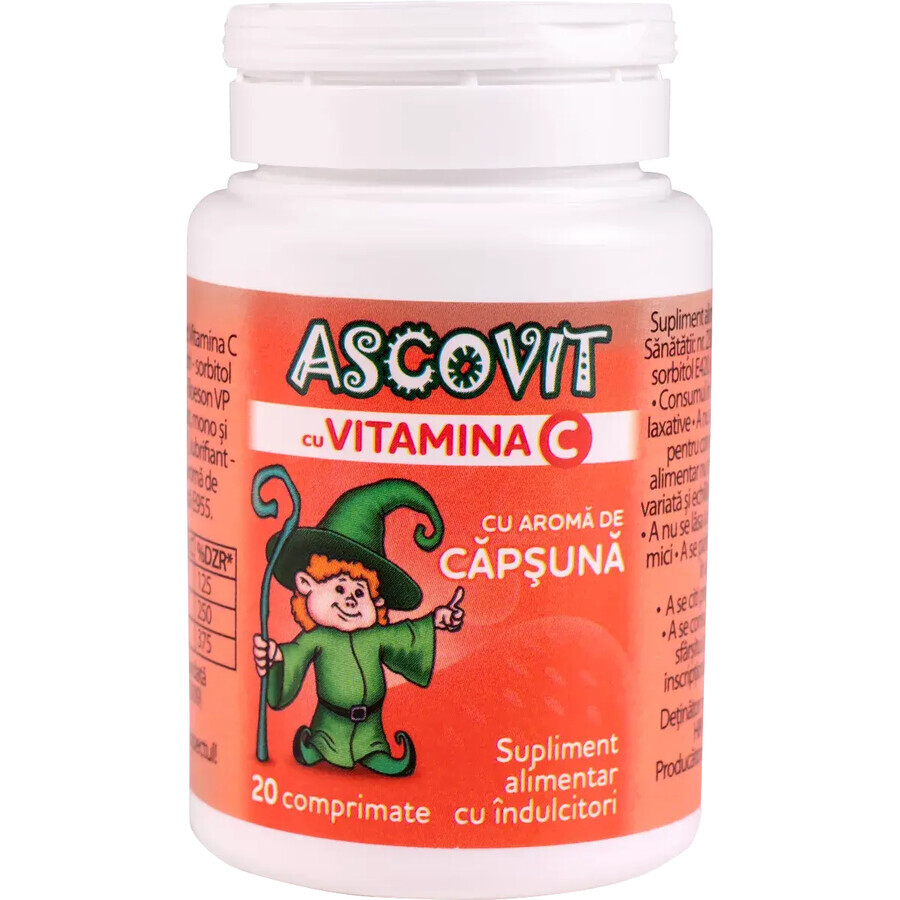 Ascovit with Vitamin C strawberry flavour, 20 tablets, Omega Pharm