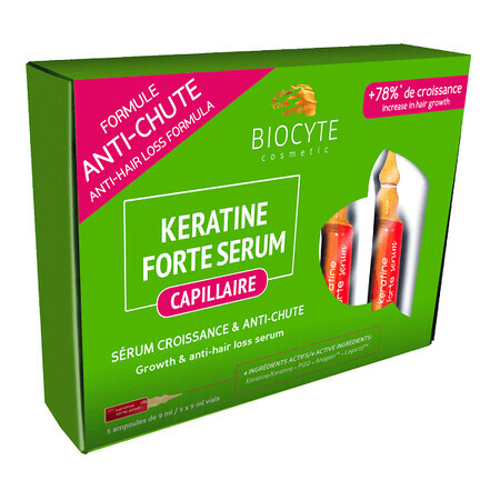 Trattamento contro la caduta dei capelli Keratine Forte Serum, 5 fiale, Biocyte