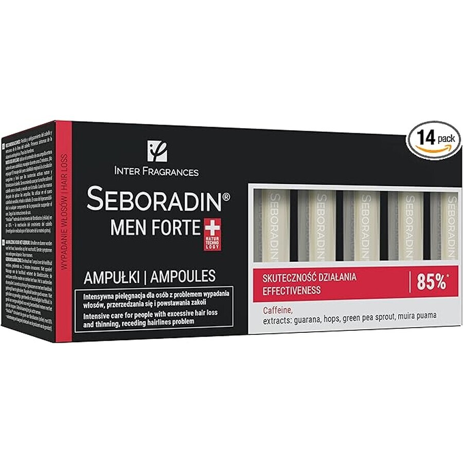 Tratament pentru barbati impotriva caderii si raririi parului Seboradin Men Forte, 14 fiole x 5.5 ml, Lara