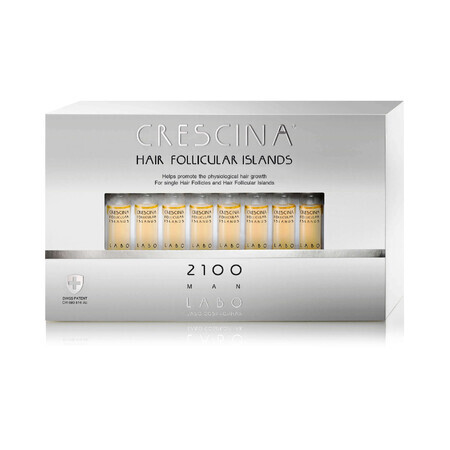 Treatment for advanced stages of hair thinning in men Crescina Follicular Islands 2100, 20 ampoules, Labo