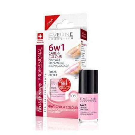 Cuidado y Color Profesional Nail Therapy 6ÎN1 - Rosa, 5 ml, Eveline Cosmetics