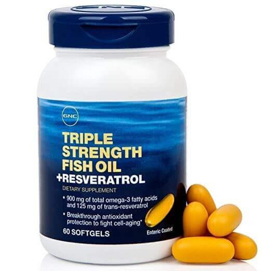 Triple Strength Fish Oil and Resveratrol (883411), 60 capsules, GNC