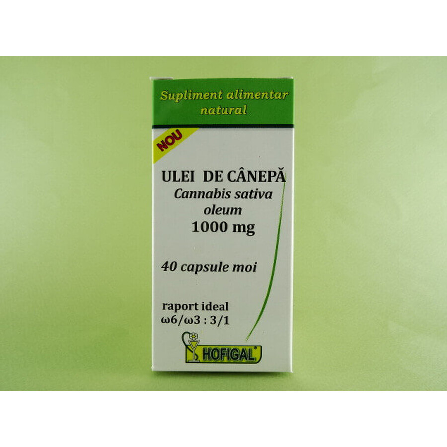 Olio di canapa 1000mg, 40 capsule, Hofigal