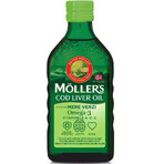 Omega 3 cod liver oil, Vitamin A-D-E, green apple flavour, 250 ml, Moller's