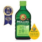 Omega 3 cod liver oil, Vitamin A-D-E, green apple flavour, 250 ml, Moller's