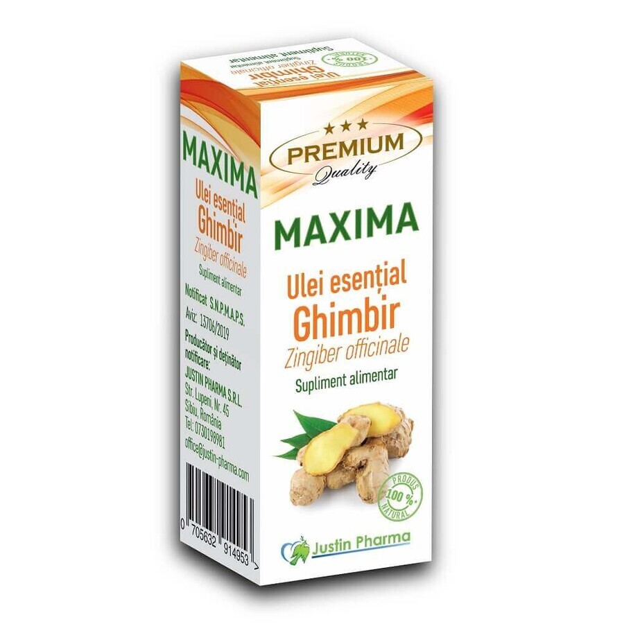 Ginger essential oil Maxima, 10 ml, Justin Pharma