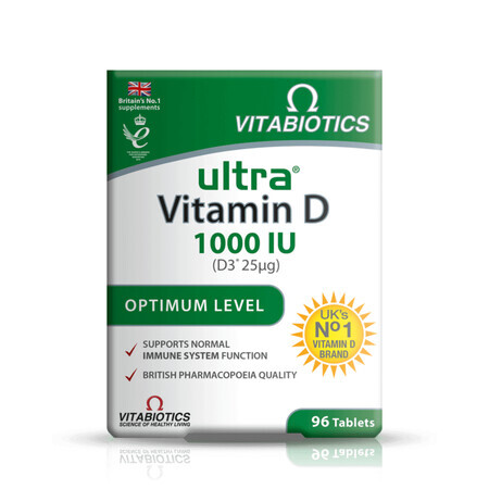 Ultra Vitamin D3 1000UI Livello ottimale, 96 compresse, Vitabiotics