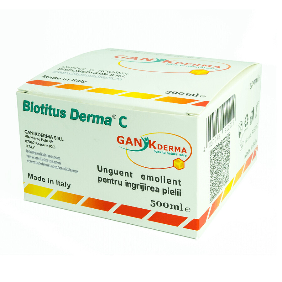 Biotitus Derma C unguento emolliente per la cura della pelle, 500 ml, Ganikderma