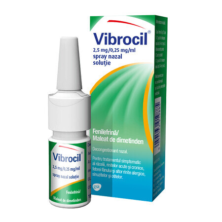 Vibrocil 2.5 mg/0.25 mg/ml nasal spray solution, 15 ml, Gsk