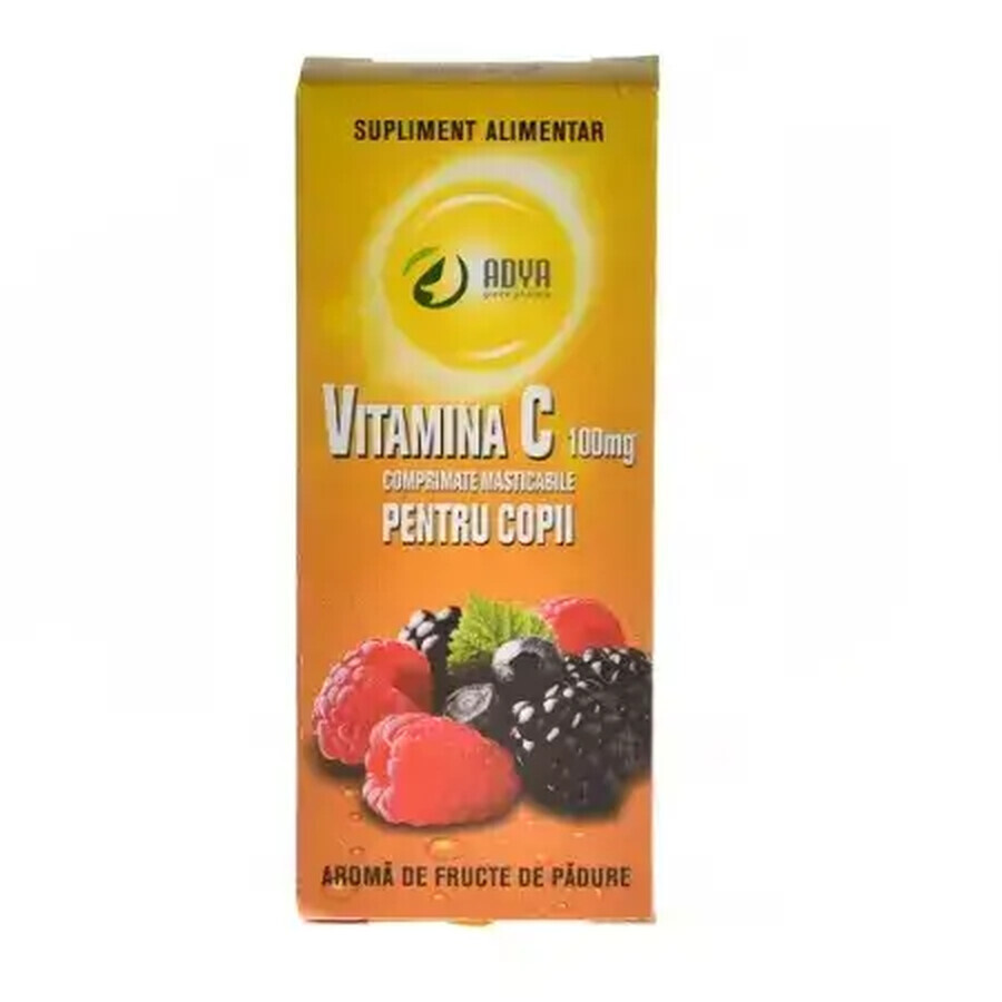 Vitamin C 100 mg with berry flavour for children, 30 tablets, Adya