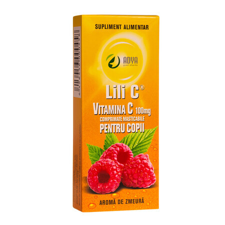 Vitamin C 100 mg with raspberry flavour for children, 30 tablets, Adya