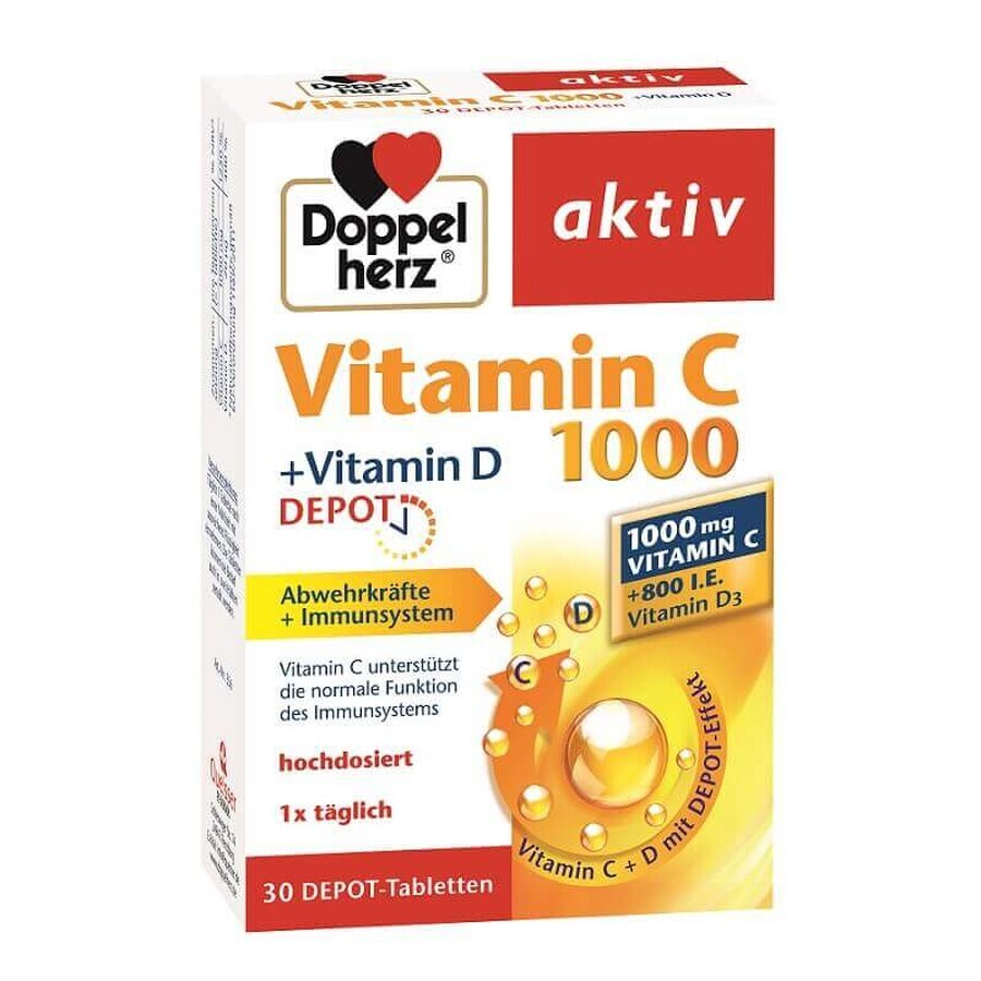 Vitamina C 1000 + Vitamina D, Depot, 30 compresse, Doppelherz