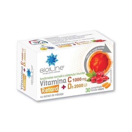 Vitamina C 1000 mg con D3 2000 UI Retard, 30 compresse rivestite con film, Helcor