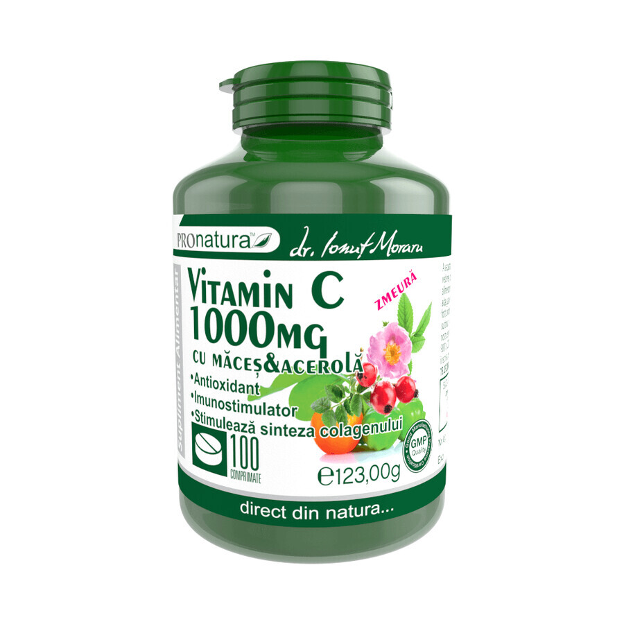 Vitamina C 1000 mg Pomelo con macis y acerola, 100 comprimidos, Pro Natura