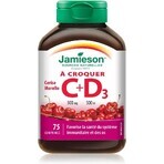 Vitamin C 500 mg + Vitamin D3 500 IU with cherry flavour, 75 chewable tablets, Jamieson