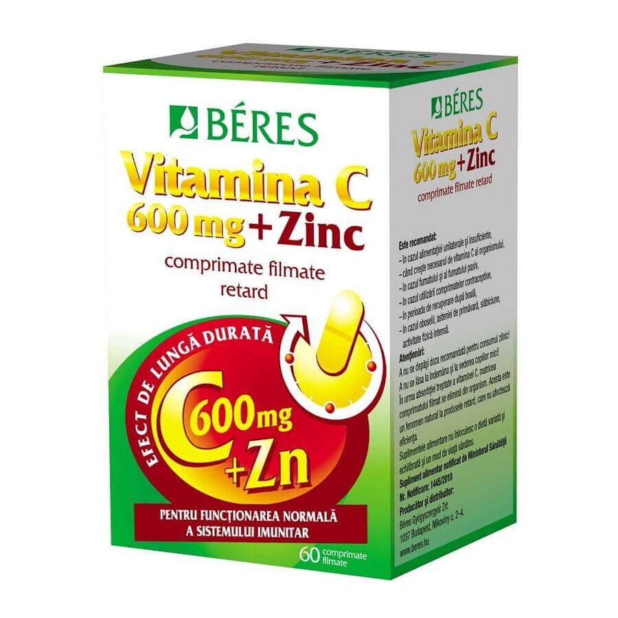 Vitamina C 600 mg + Zinco, 60 compresse, Beres Pharmaceuticals Co