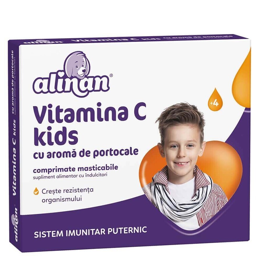 Vitamina C al gusto di arancia per bambini Alinan, 20 compresse, Fiterman Pharma