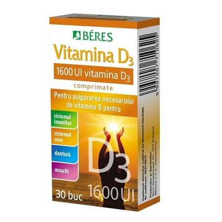 Vitamina D3 1600IU, 30 comprimidos, Beres