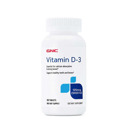 Vitamina D-3 5000 UI (145223), 180 compresse, GNC