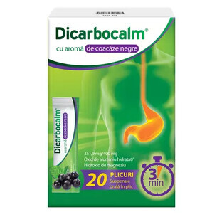 Dicarbocalm with black currant flavor, 351.9 mg/400 mg oral suspension, 20 sachets, Sanofi