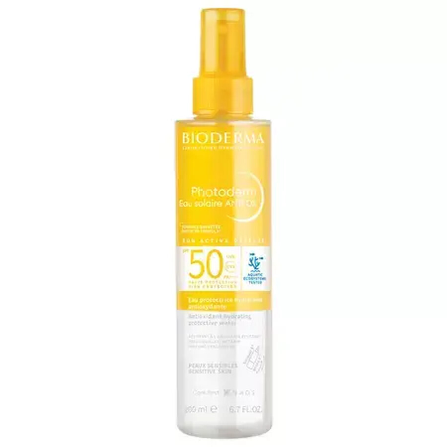 Acqua di protezione solare SPF 50 per pelli sensibili Photoderm Anti-Ox, 200 ml, Bioderma