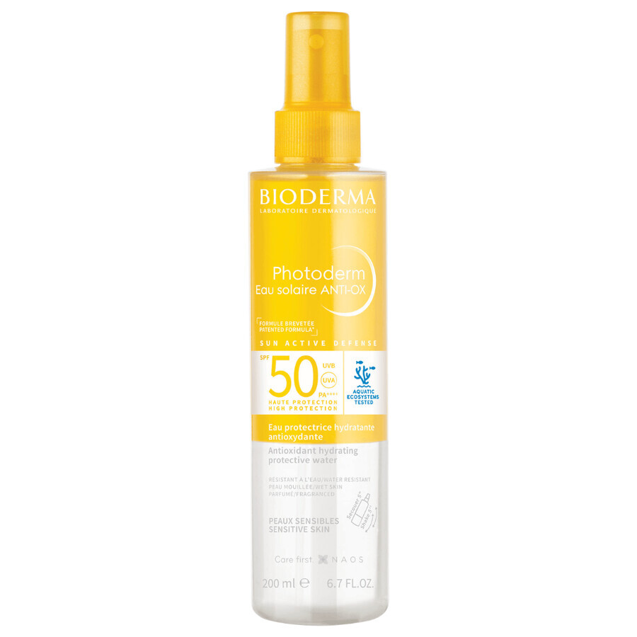 Acqua di protezione solare SPF 50 per pelli sensibili Photoderm Anti-Ox, 200 ml, Bioderma