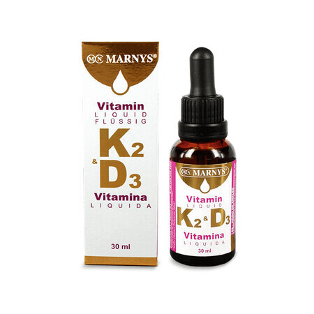 Vitamina K2 + D3 liquida (Mk7® + colecalciferolo), 30 ml, Marnys