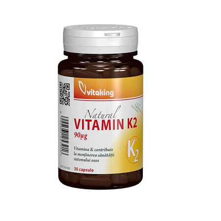 Vitamine K2 90mcg, 30 plantaardige capsules, VitaKing