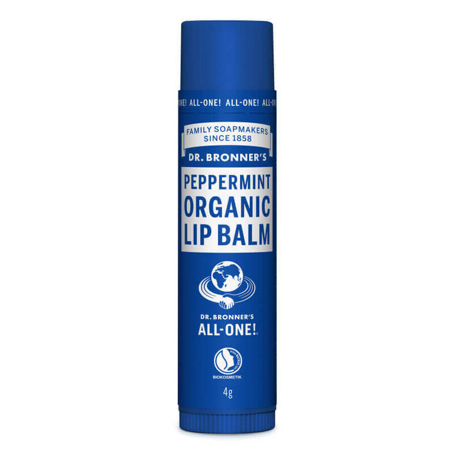 Balsamo per labbra alla menta piperita biologico del Dr. Bronner, 4 g