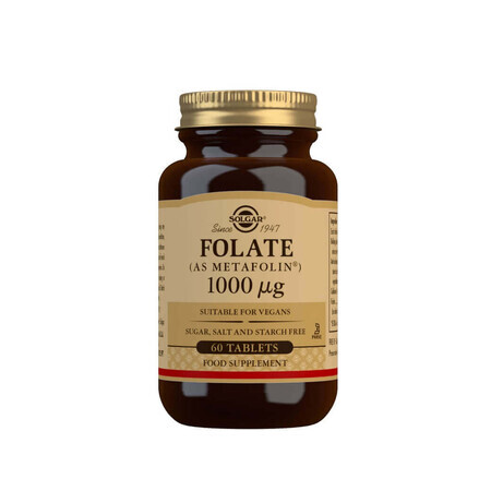 Folic Acid Folate 1000 ug, 60 tablets, Solgar