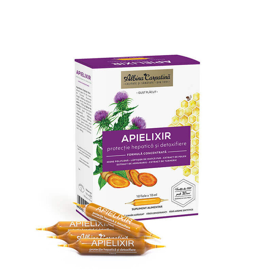 APIELIXIR protezione epatica Albina Carpatina, 10 fiale x 10 ml, Apicola