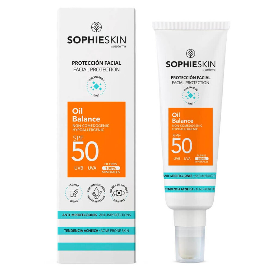 Crema per pelli grasse con protezione solare SPF 50 Oil Balance Facial Protection, 50 ml, Sophieskin