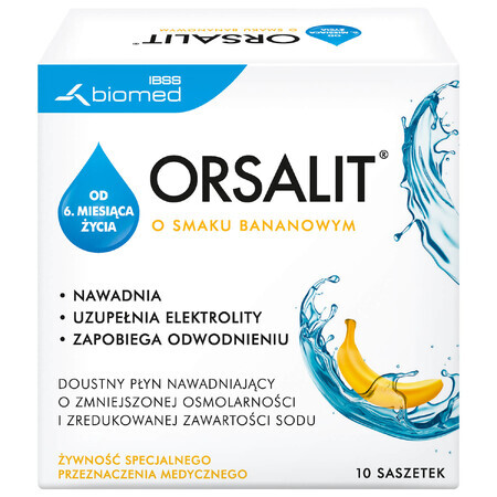 Orsalit, soluzione di reidratazione orale per bambini da 6 mesi, gusto banana, 10 bustine