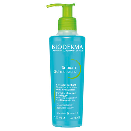 Gel detergente viso Bioderma Sebium Moussant con formula antibatterica, 200ml