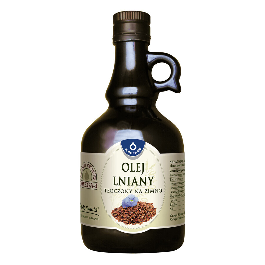 Oleofarm Oli dal Mondo Olio di lino spremuto a freddo, 500 ml