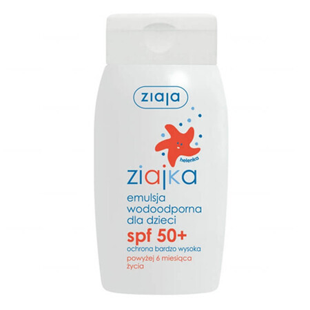 Ziajka, emulsione solare resistente all'acqua per bambini, oltre i 6 mesi, SPF 50+, 125 ml