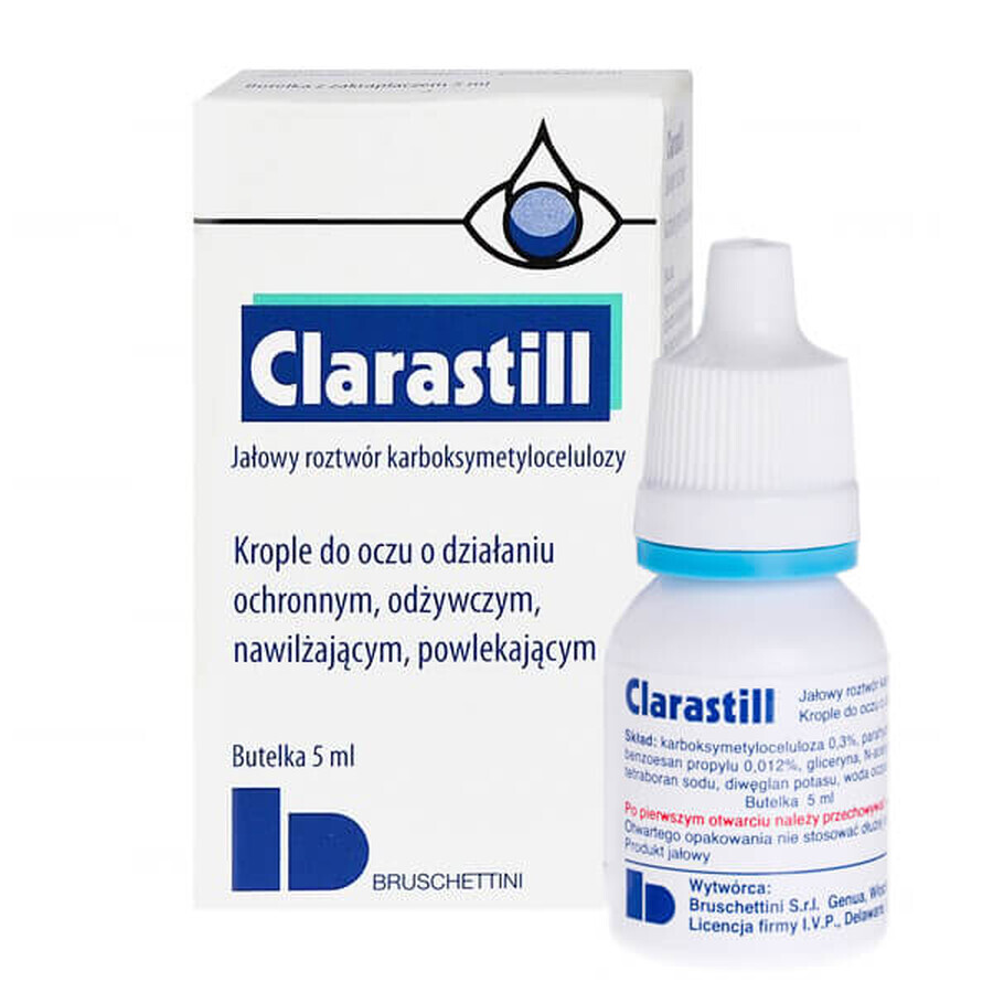 Gocce per gli occhi Clarastill, lenitive e idratanti, 5 ml. Per una visione sana e confortevole. Raccomandate per occhi stanchi e palpebre secche.