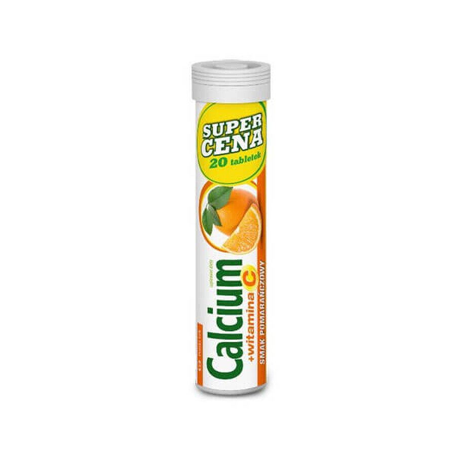 Calcio + vitamina C, gusto arancia, 20 compresse effervescenti