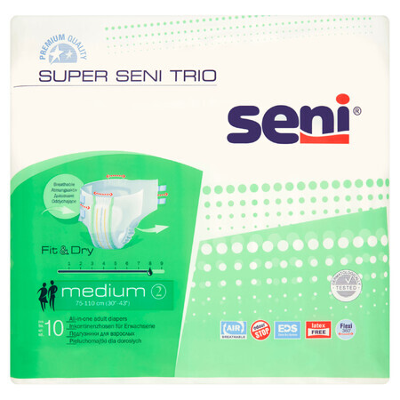 Pannoloni per adulti Super Seni Trio, taglia M - Pacchetto giornaliero, protezione e comfort, 10 pezzi.