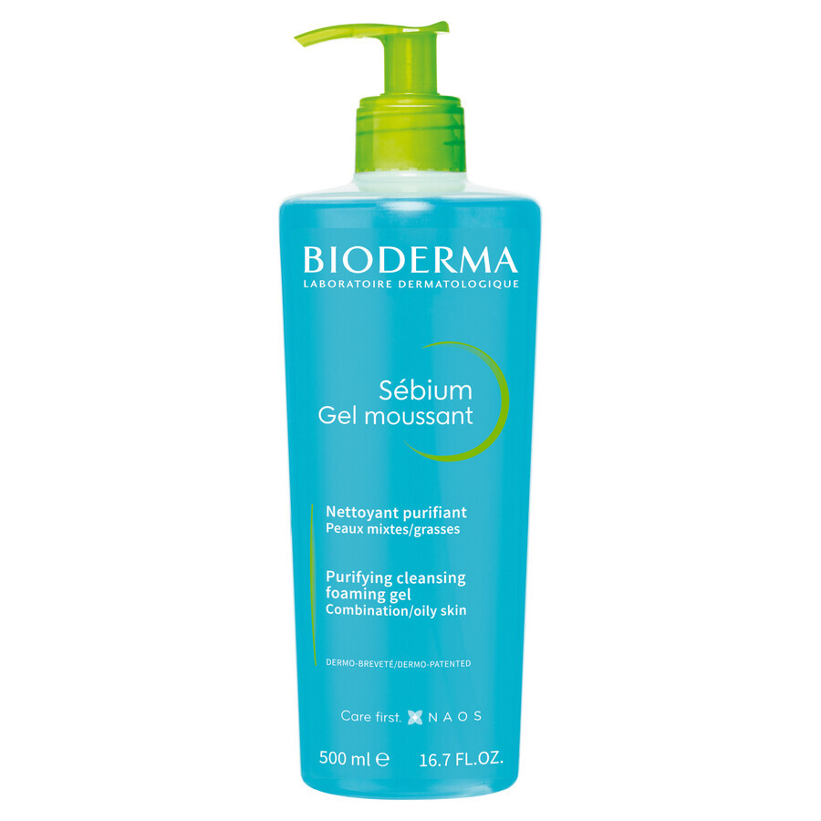 Bioderma Sebium Schiuma, Gel Antimicrobico Detergente Viso, 500ml.