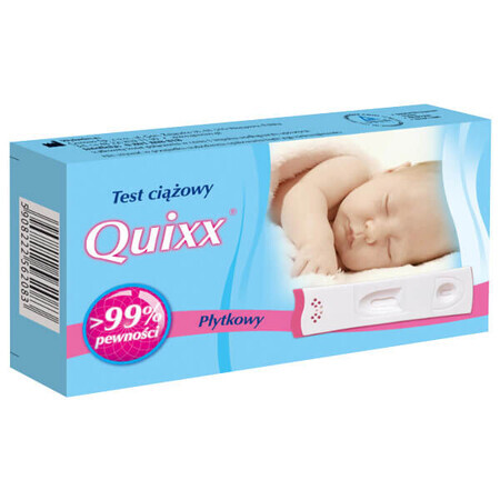 Test di gravidanza Quixx su piattina - Rapido e preciso, da eseguire autonomamente a casa. Risultato in pochi minuti. Efficacia scientificamente confermata.