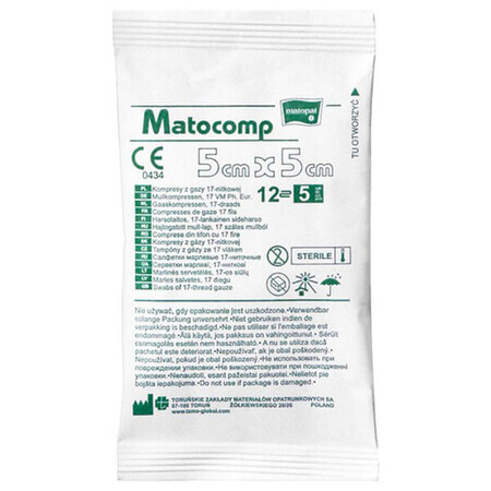 Pannolini sterili Matocomp a 17 fili, misura 5x5cm, 12 strati, confezione da 5