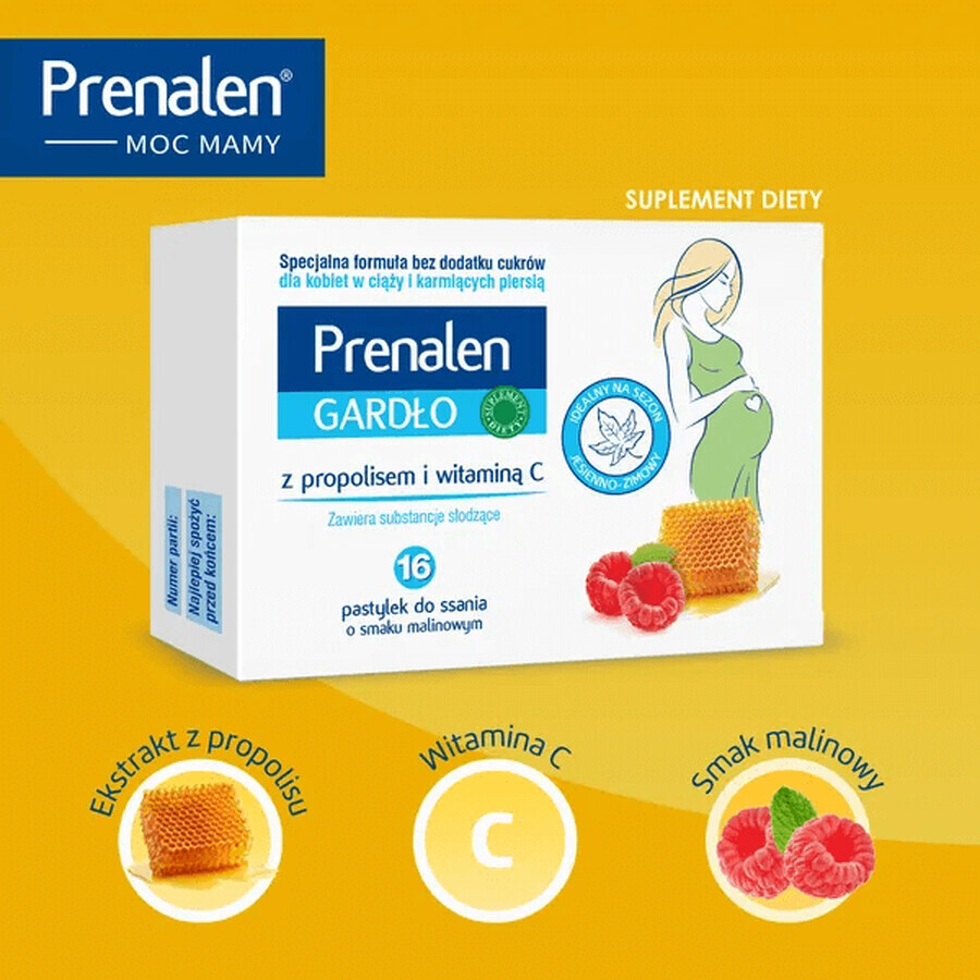 Prenalen Throat, with propolis and vitamin C, 16 tablets